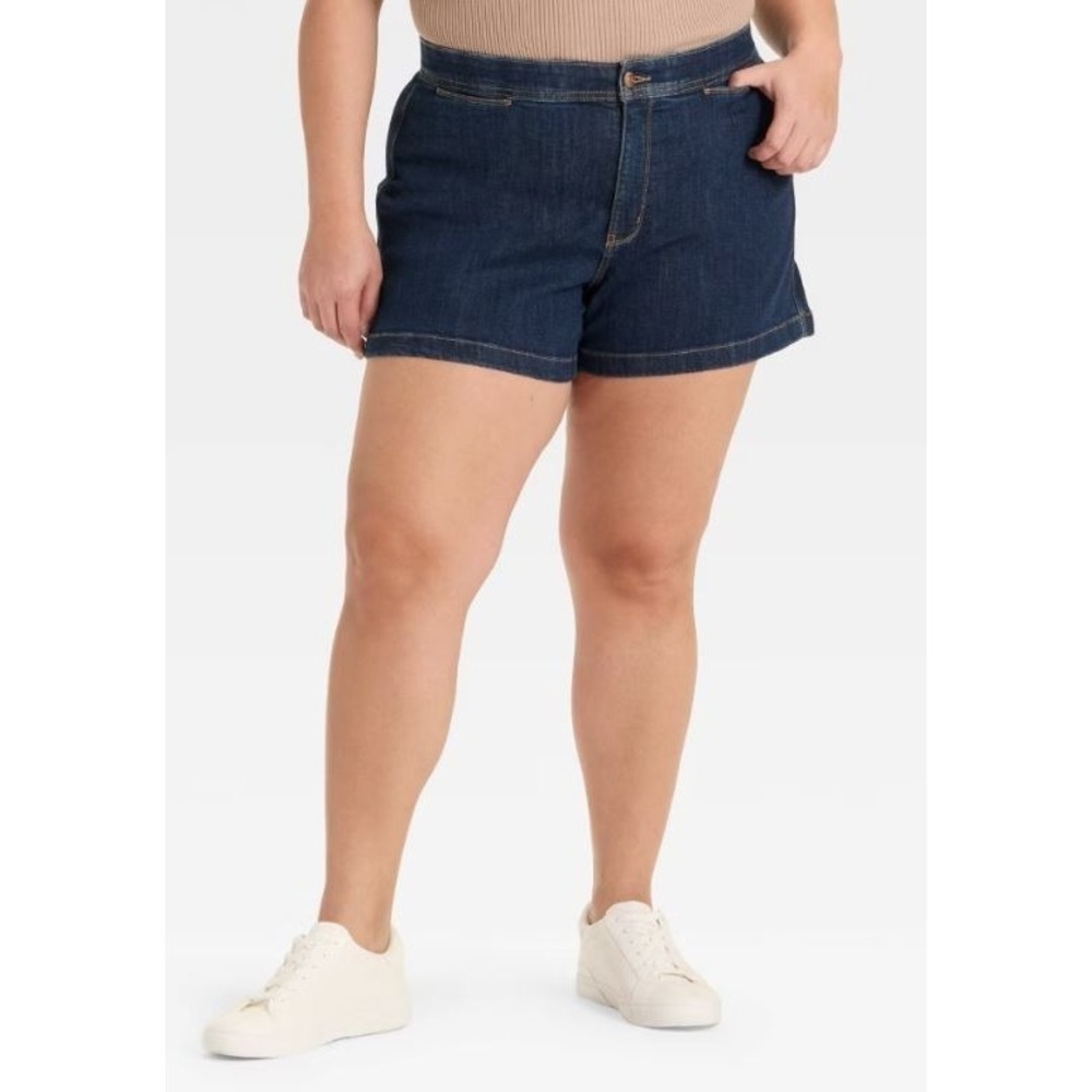 Ava & Viv Women's High-Rise Cotton Blend Smart Jean Comfort Waist Shorts Size 26